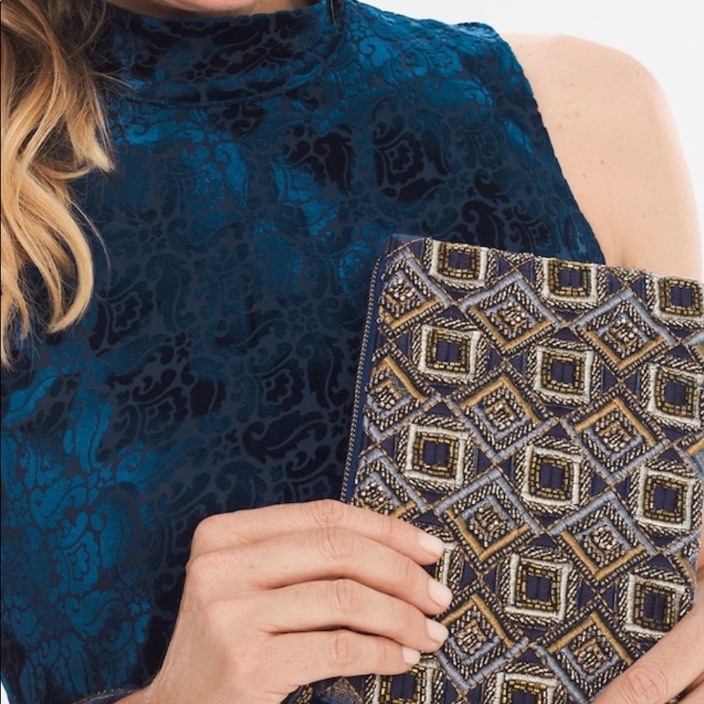 Chicos GLITZY DECO PARTY CLUTCH Navy/gold